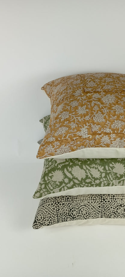 Black block print pillow, black block print cushion, black printed cushion