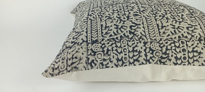 Block print pillow, black block print pillow, block printed cushion