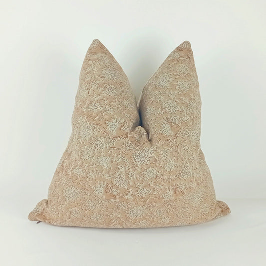 Block print pillow, pink block print pillow, block printed cushion