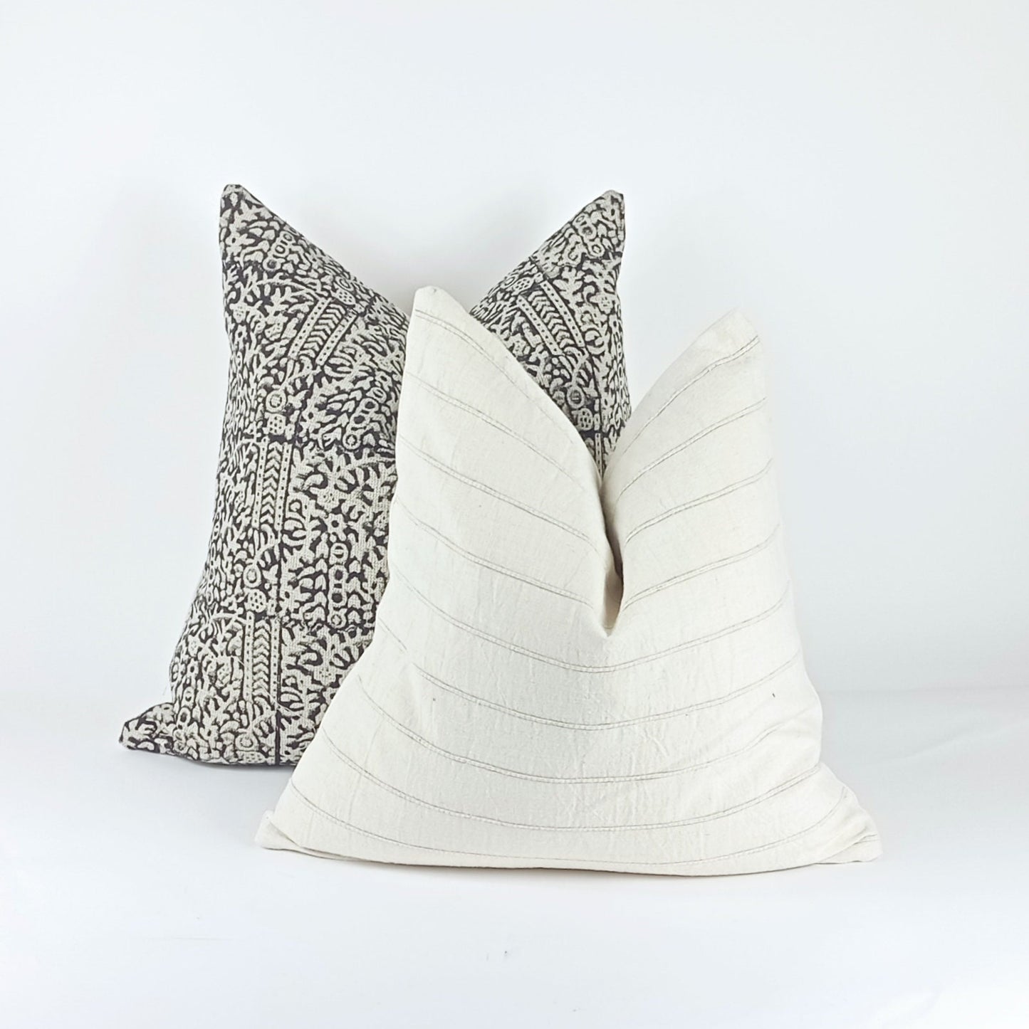 Block print pillow, black block print pillow, block printed cushion