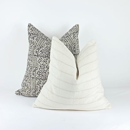 Block print pillow, black block print pillow, block printed cushion