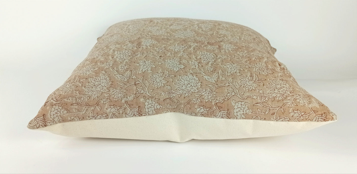 Block print pillow, pink block print pillow, block printed cushion