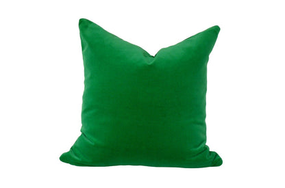 Kelly green velvet pillow, pea green velvet cushion, cotton velvet pillow, green cotton velvet pillow