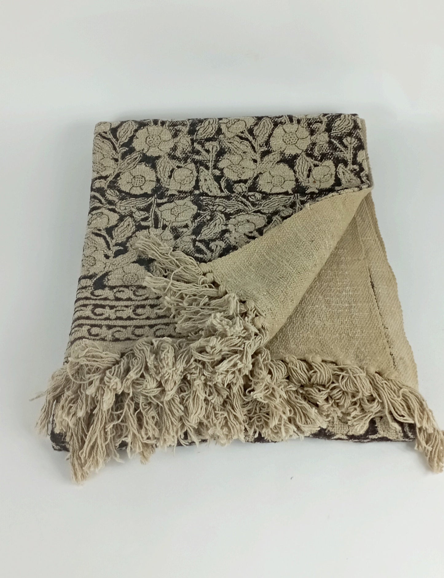 Block print throw blanket, tassel throw blanket, block printed blanket, floral coverlet