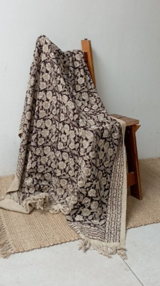 Block print throw blanket, tassel throw blanket, block printed blanket, floral coverlet