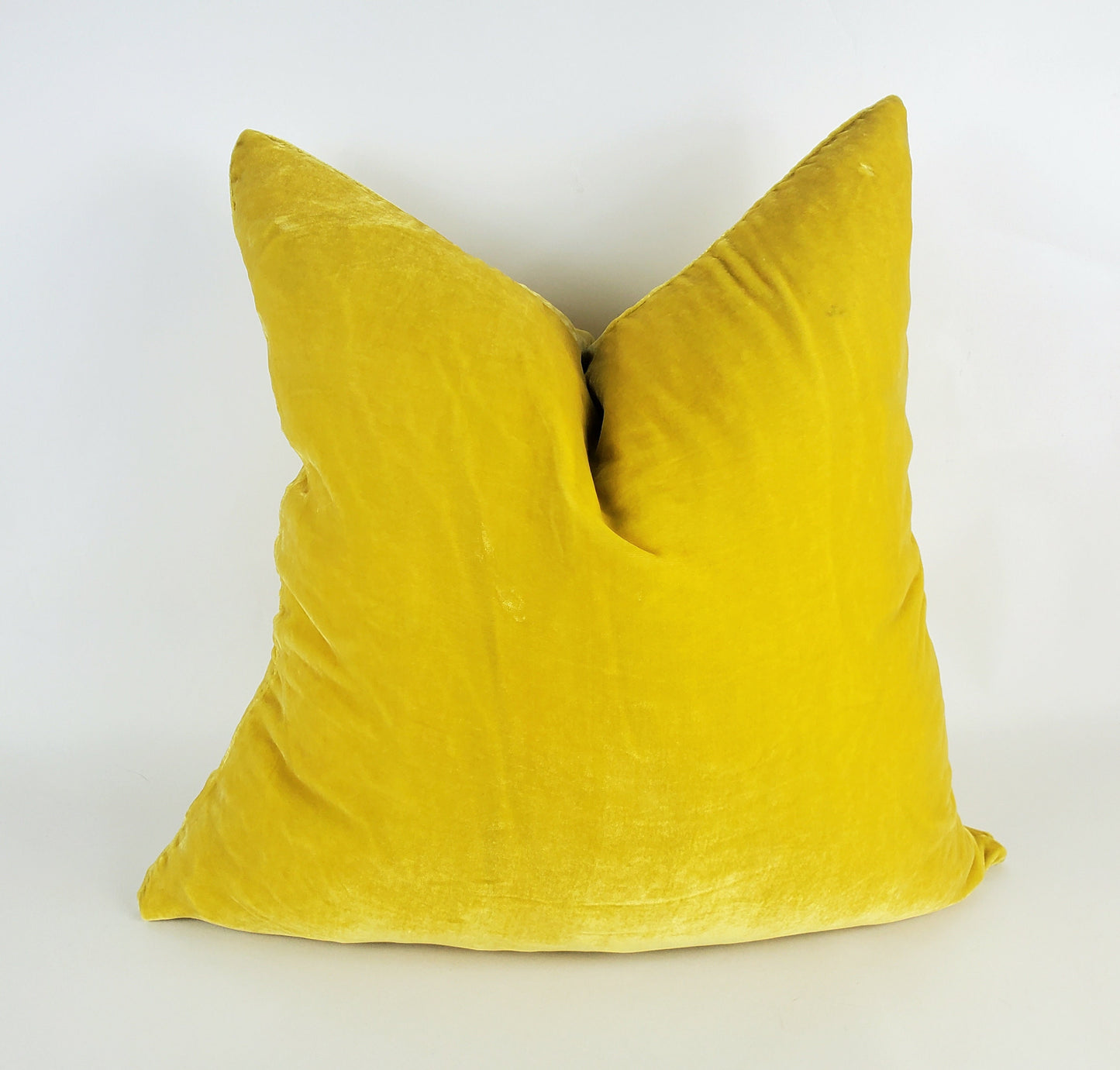 Yellow silk velvet pillow // yellow silk velvet cushion