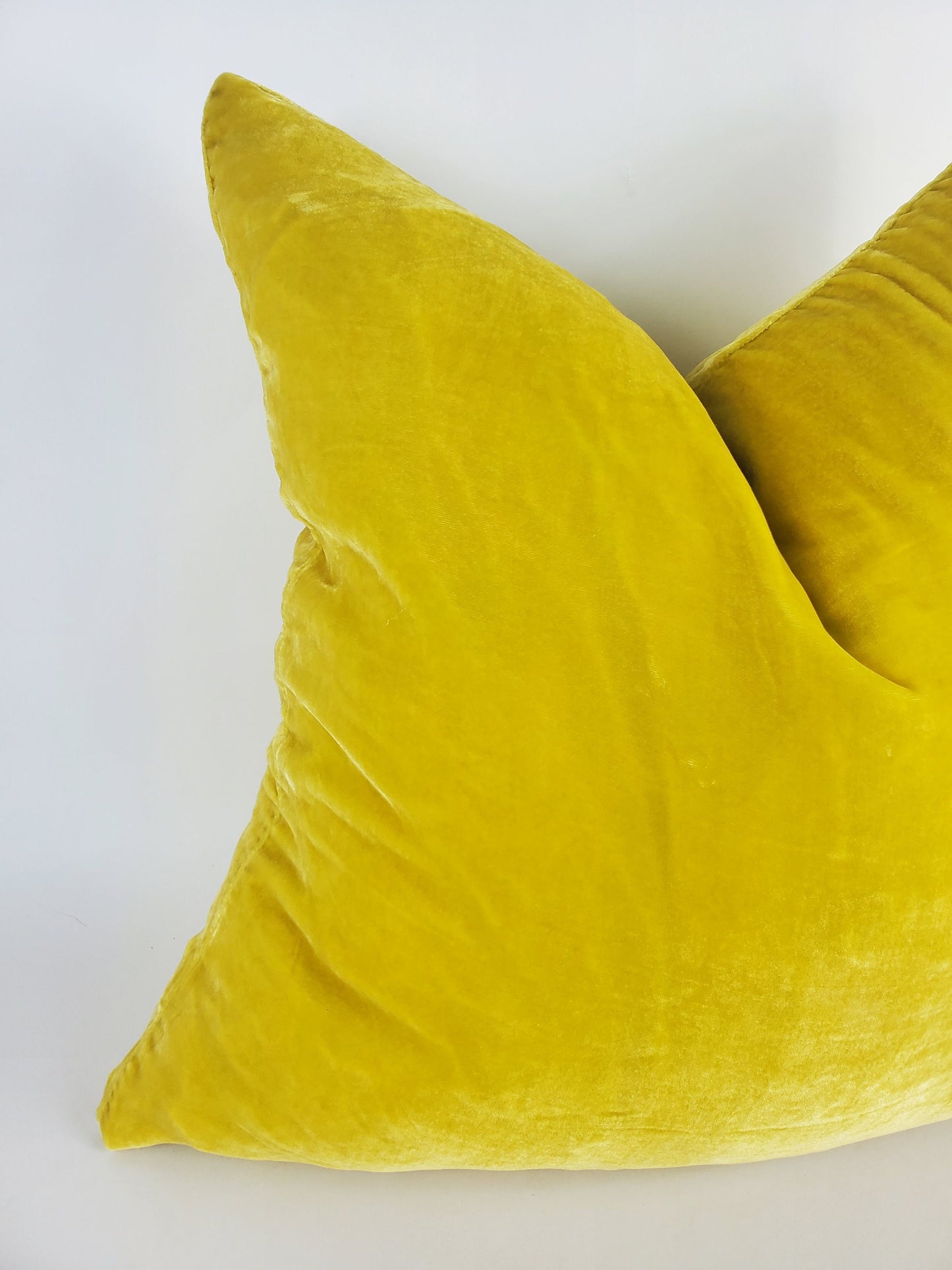 Yellow silk velvet pillow // yellow silk velvet cushion