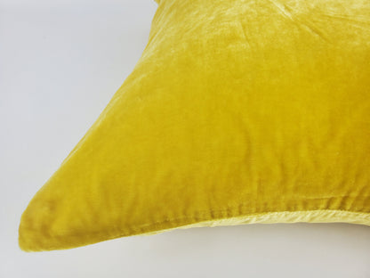 Yellow silk velvet pillow // yellow silk velvet cushion