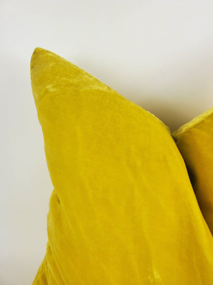 Yellow silk velvet pillow // yellow silk velvet cushion