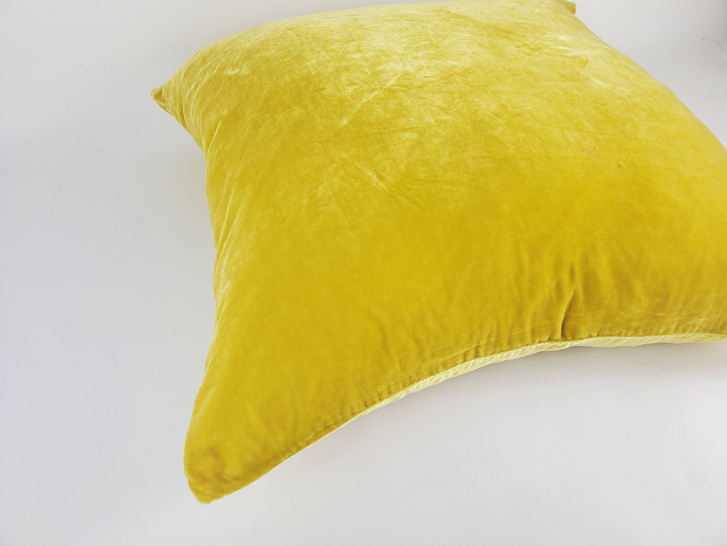 Yellow silk velvet pillow // yellow silk velvet cushion