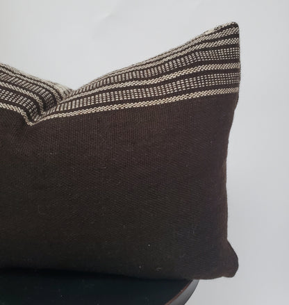 Bhujodi pillow,  black bhujodi cushion, Indian wool pillow, woven wool cushion