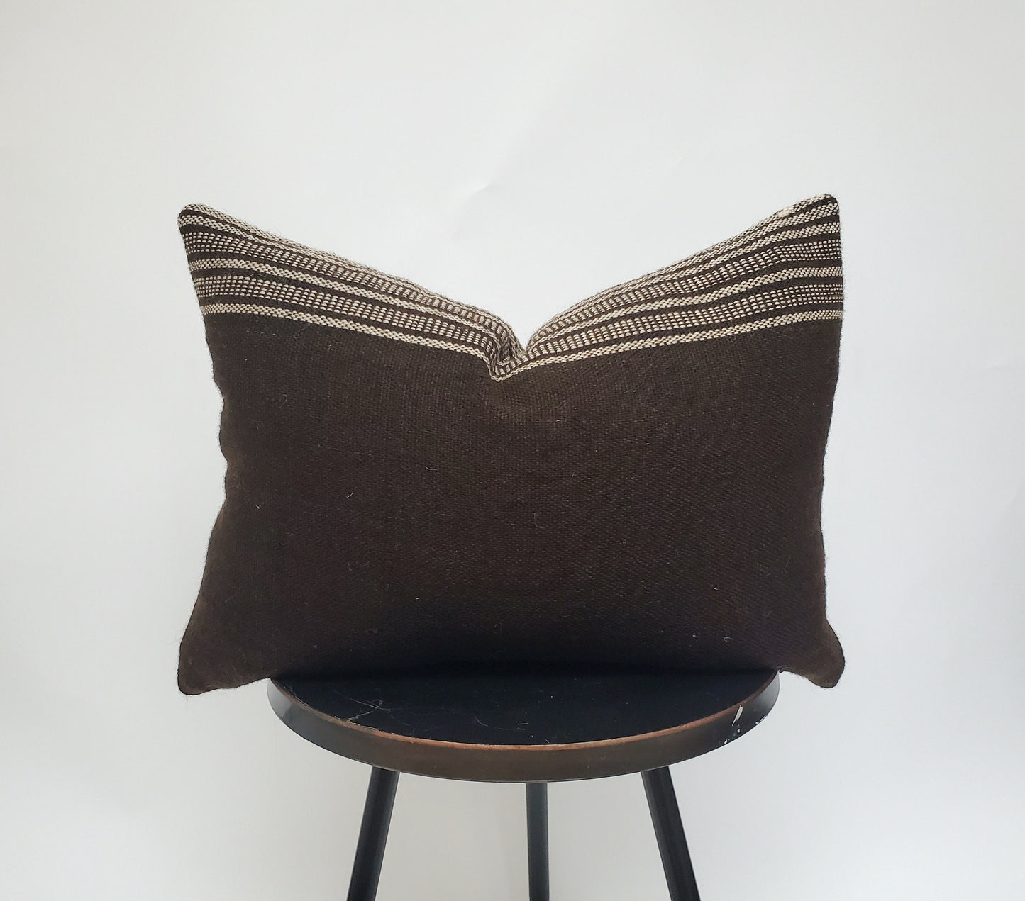 Bhujodi pillow,  black bhujodi cushion, Indian wool pillow, woven wool cushion