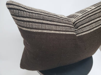 Bhujodi pillow,  black bhujodi cushion, Indian wool pillow, woven wool cushion