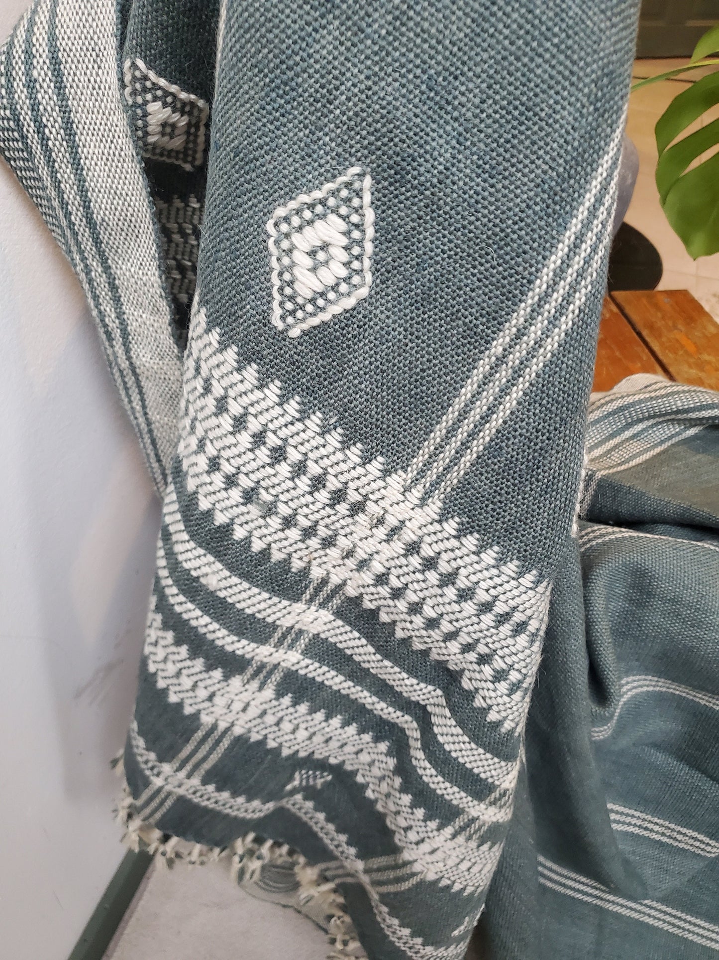 Bhujodi throw blanket, grey bhujodi blanket, Indian wool throw, woven wool throw blanket