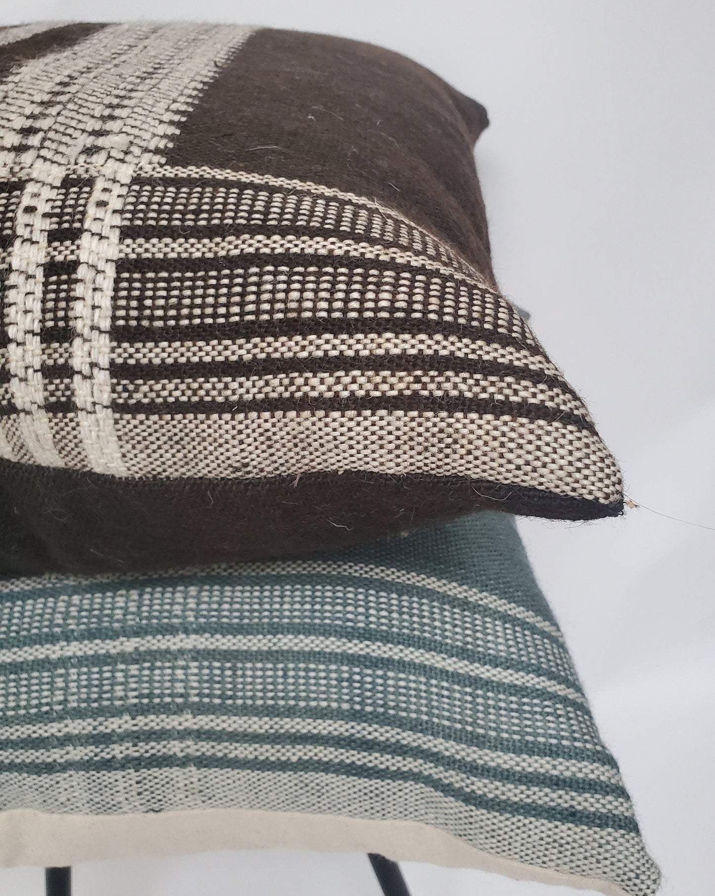 Bhujodi pillow, black brown bhujodi cushion, Indian wool pillow, woven wool cushion