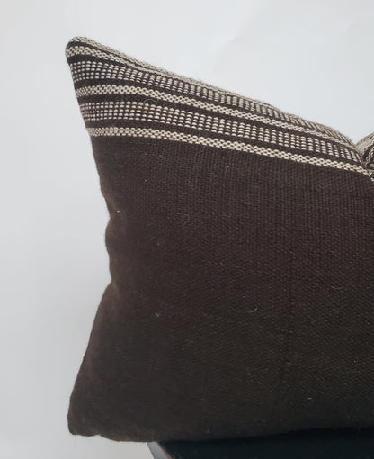 Bhujodi pillow,  black bhujodi cushion, Indian wool pillow, woven wool cushion