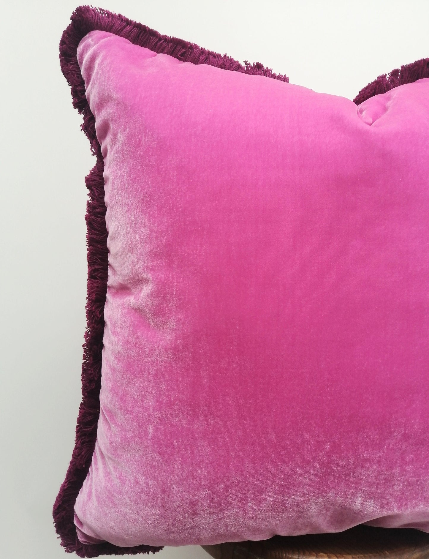 Barbie pink silk velvet pillow, silk velvet cushion, pink and purple velvet pillow