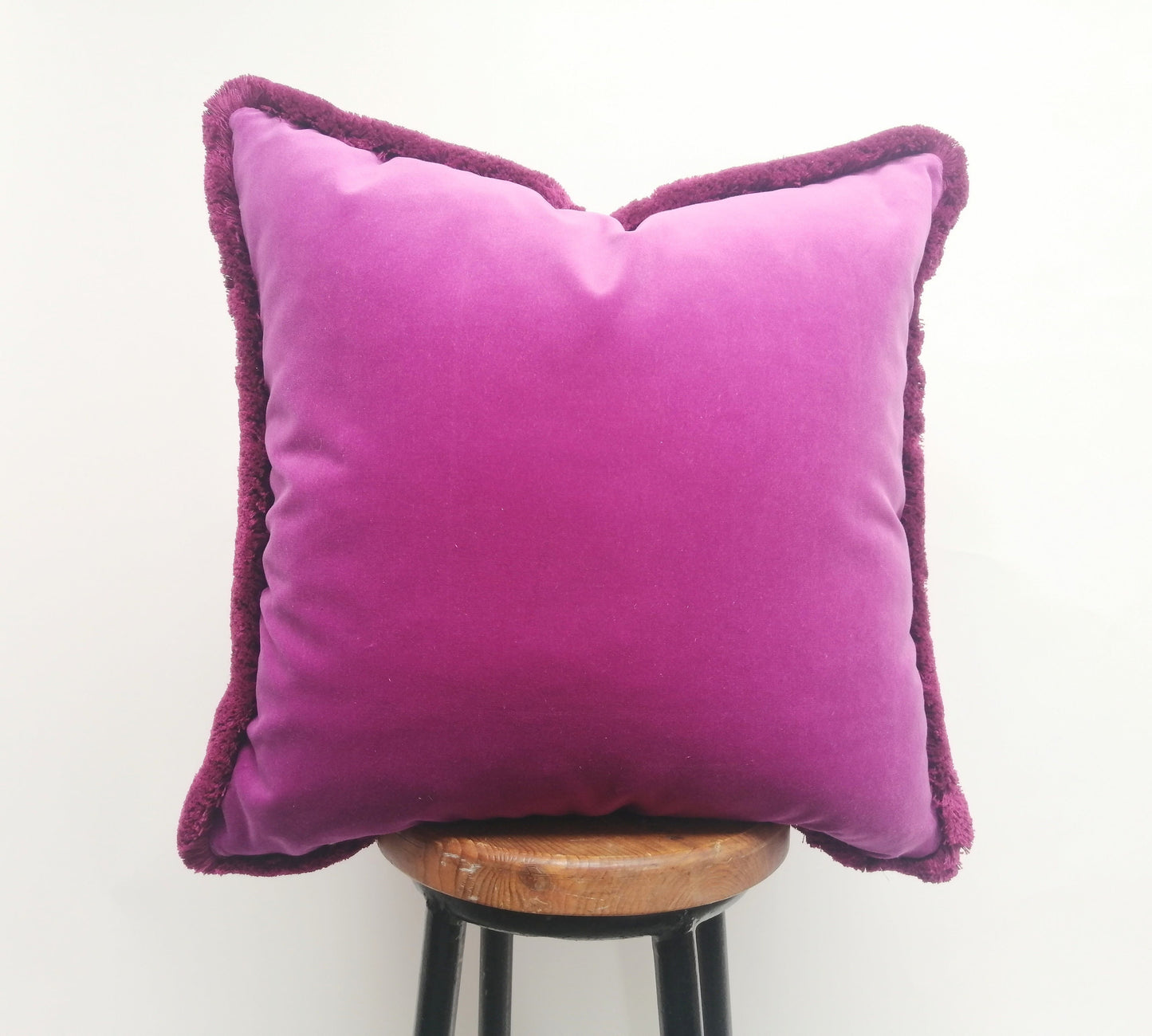 Barbie pink silk velvet pillow, silk velvet cushion, pink and purple velvet pillow