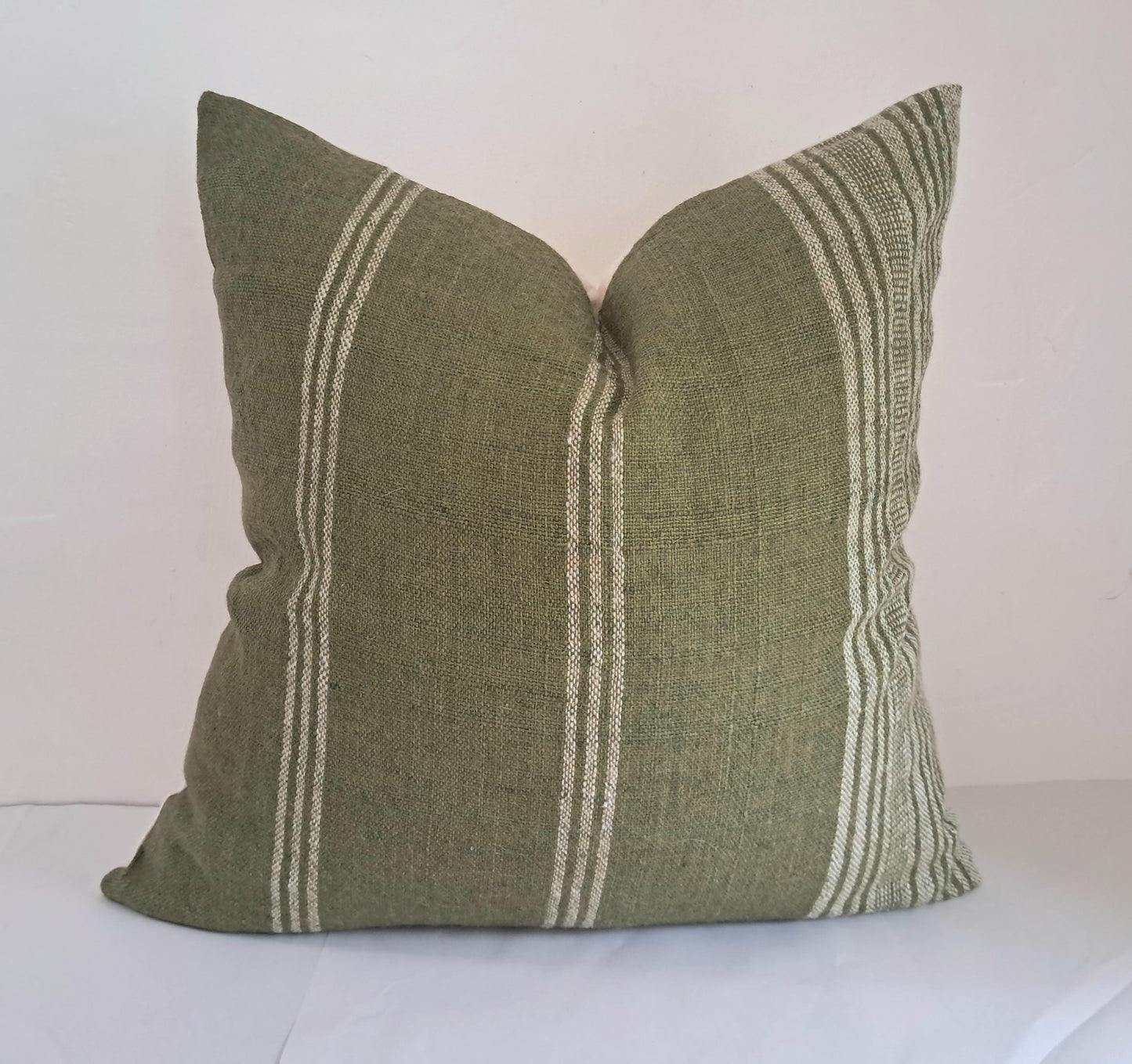 Green woven wool pillow,  green bhujodi cushion, Indian wool pillow, woven wool cushion, natural wool cushion