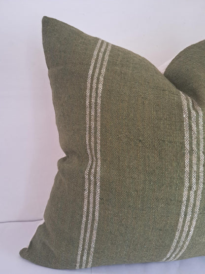 Green woven wool pillow,  green bhujodi cushion, Indian wool pillow, woven wool cushion, natural wool cushion