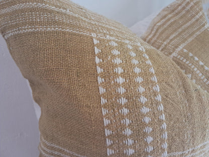 Bhujodi pillow cover, dark cream bhujodi cushion cover , Indian wool pillow, woven wool cushion. Beige wool pillow cover