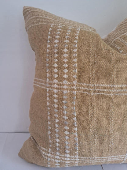 Bhujodi pillow cover, dark cream bhujodi cushion cover , Indian wool pillow, woven wool cushion. Beige wool pillow cover