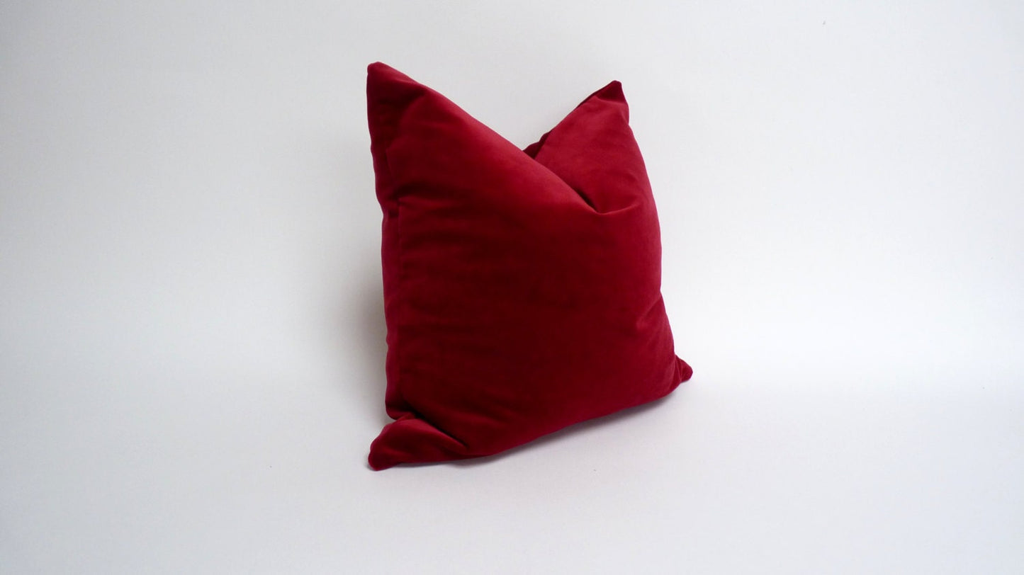 Red velvet pillow, dark red velvet cushion, Deep Red Velvet Cushion case