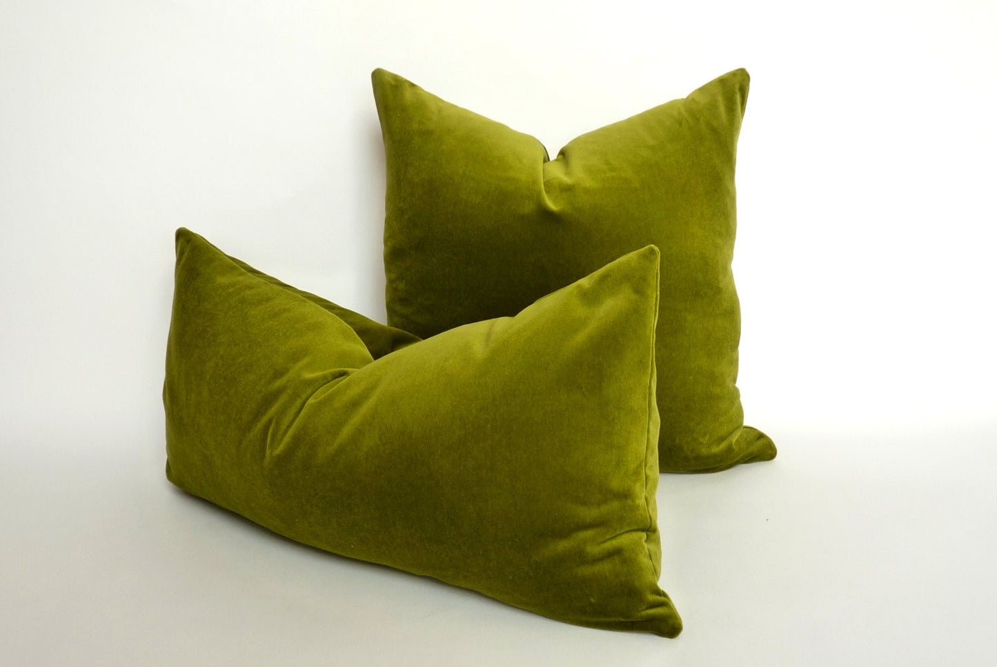 Olive green velvet pillow case // chartreuse green velvet pillow // lime green velvet