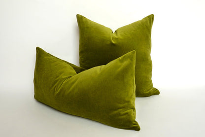 Olive green velvet pillow case // chartreuse green velvet pillow // lime green velvet