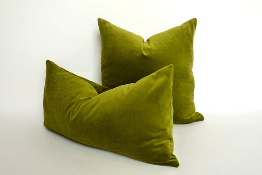 Olive green velvet pillow case // chartreuse green velvet pillow // lime green velvet