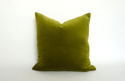 Olive green velvet pillow case // chartreuse green velvet pillow // lime green velvet