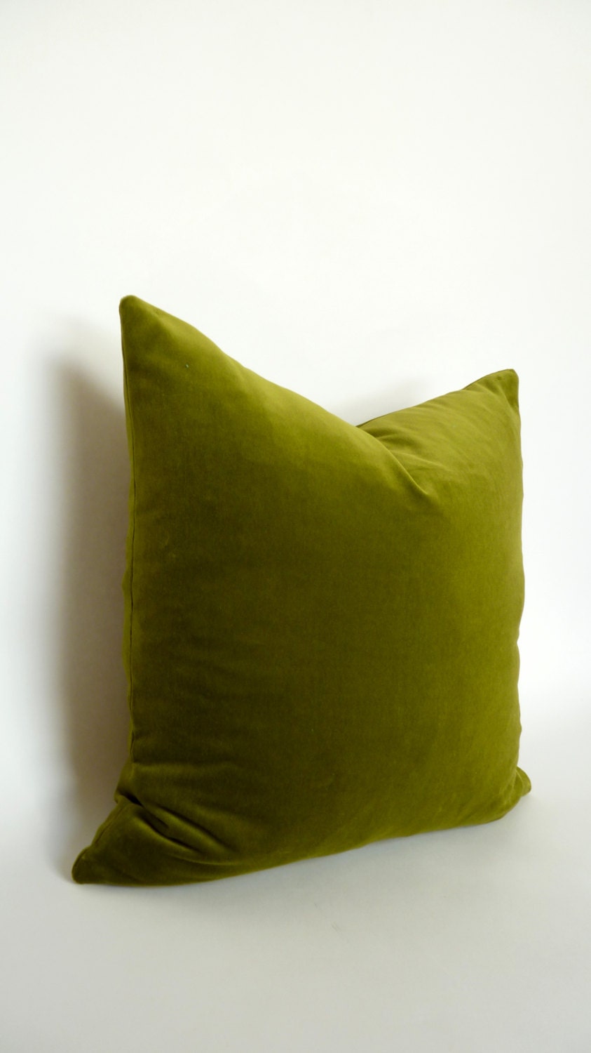 Olive green velvet pillow case // chartreuse green velvet pillow // lime green velvet