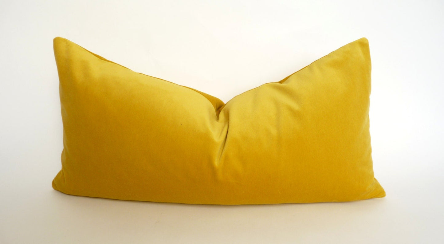 buttercup yellow velvet pillow case // yellow velvet cushion case // rectangle velvet pillow